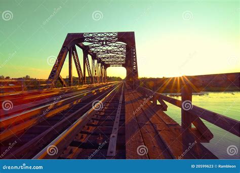 Steel Train Trestle Stock Image Image Of Sunset Flare 20599623