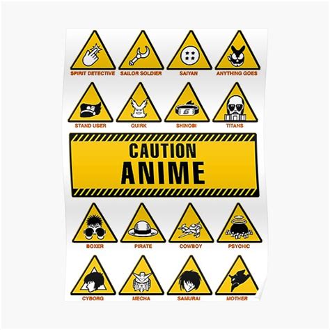 Anime Signs Caution Poster For Sale By De6mawt Redbubble