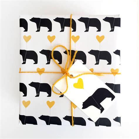 Bear And Heart Balloon Wrapping Paper By Heather Alstead Design