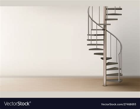 Spiral Staircase In Empty Home Interior Design Vector Image