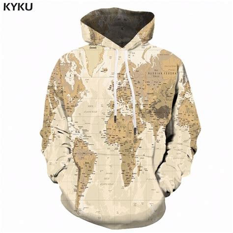 Kyku World Map Hoodie Men Print Sweatshirt Hooded 3d Anime Hoodies