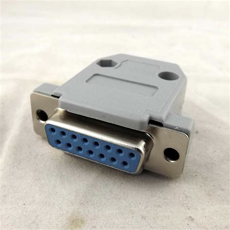 Db15 Female Jack 15 Pin 2 Rows D Sub Connector Gray Plastic Hood Cover