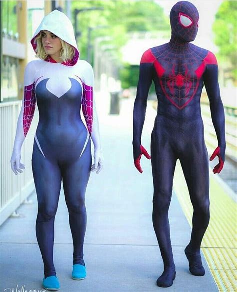 miles morales and gwen stacy spider man into the spider verse cosplay feminino fantasias