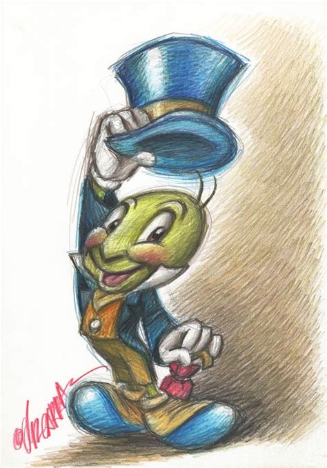 Pinocchio Jiminy Cricket Original Drawing Joan Catawiki