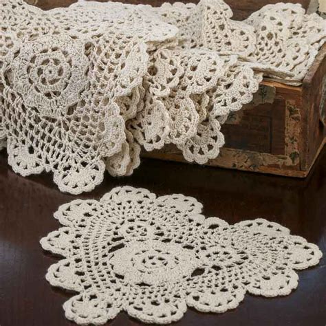 Ecru Heart Crocheted Doilies - Crochet and Lace Doilies ...