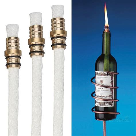 Wine Bottle Tiki Torch Kit 3 Pack With 3 Tiki Torch Wicks And Brass