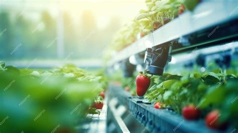 Premium Ai Image Smart Robotic Farmers Strawberry In Agriculture