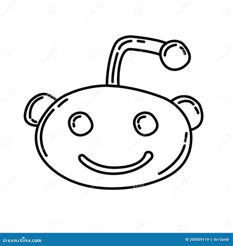 Reddit Icon Vector Doodle Hand Drawn Or Black Outline Icon Style