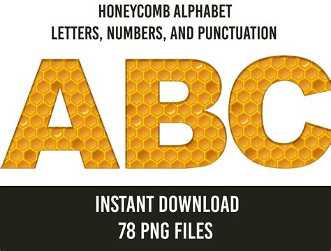 Honeycomb Alphabet 26 Letters Png File Sublimation Honey Etsy