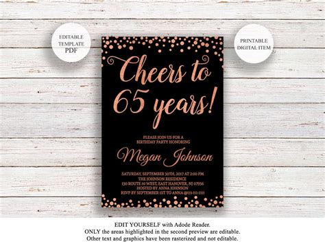 65Th Birthday Invitations Templates