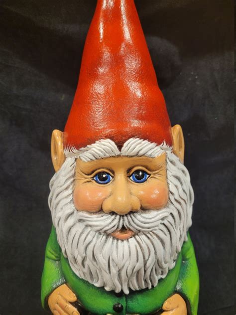 Garden Gnome Handpainted Ceramic Tall Etsy