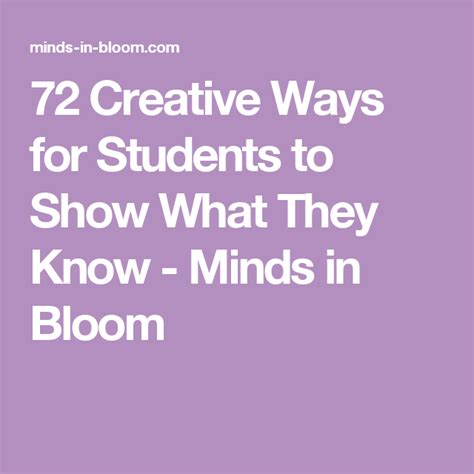 72 Creative Ways For Students To Show What They Know Minds In Bloom