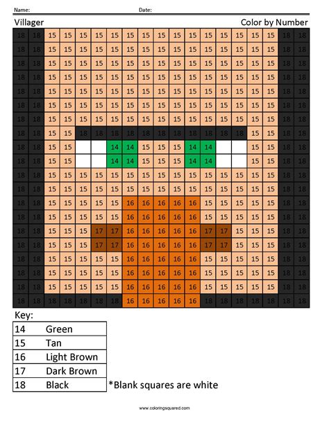 Villager Color By Number Coloring Squared