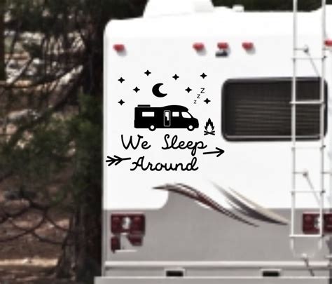 Funny Rv Decal We Sleep Around Custom Rv Decal Camper Decal Rv