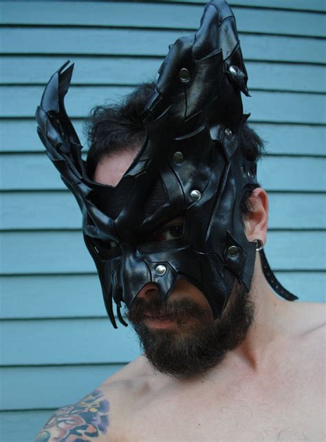 Onyx Demon Lord Leather Mask Etsy
