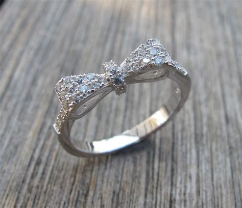 Silver Bow Valentine Ring Cubic Zirconia Bow Ring Valentine Etsy