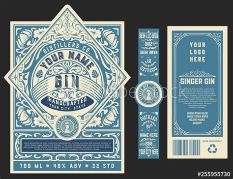 Download Vintage Gin Label Template Stock Vector And Explore Similar