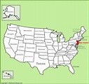 New Jersey location on the U.S. Map