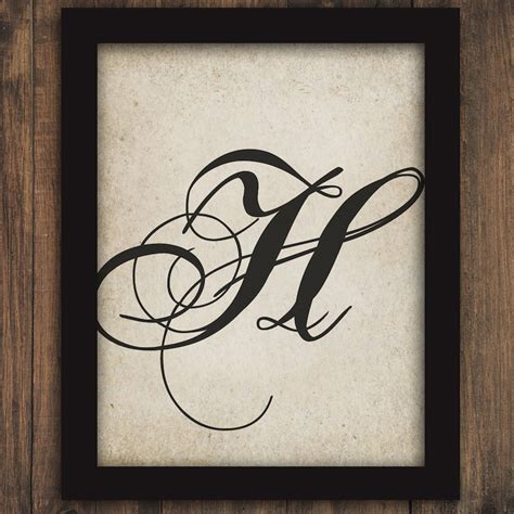 Monogram Fancy Calligraphy Letter Or Initial H Text Typography Etsy