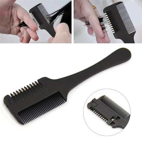 Pro Black Plastic Hair Razor Cutting Thinning Comb With Shaving Blade