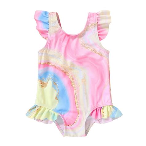 Infant Toddler Girl Sleeveless Ruffle Swimsuit Fancy One Pieces