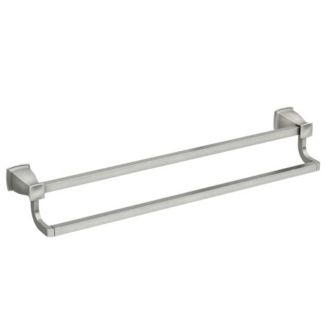 Moen Hensley 24 In Double Towel Bar With Press And Mark In Brushed