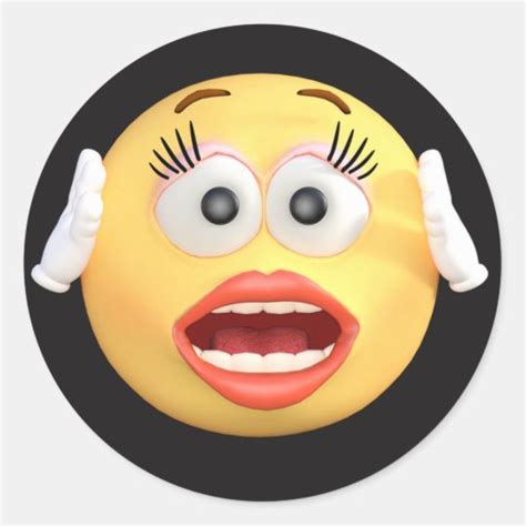 Smiley Face Emoji With Surprised Face Classic Round Sticker