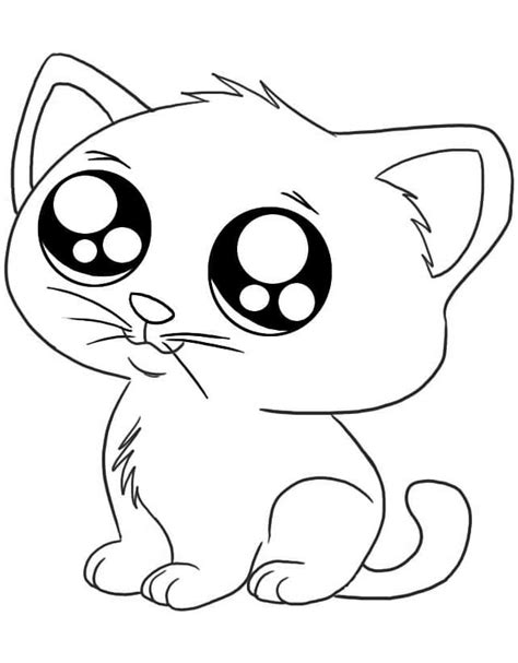 Kawaii Kitten Coloring Page Download Print Or Color Online For Free