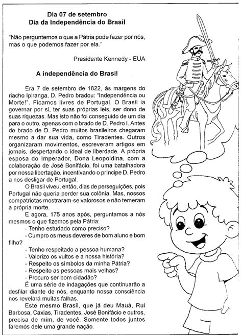 História Da Independência Do Brasil Para Educação Infantil Ilustrada