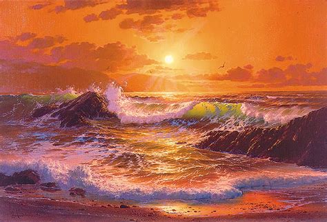 Sunset painting seascape paintings on canvas ocean beach | etsy. 21+ Beautiful Sunset Paintings | Free & Premium Templates