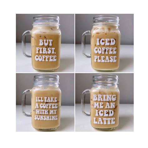 Iced Coffee Mason Jar Mug Mason Jar Glass Coffee Cup But Etsy