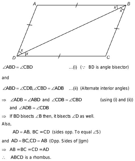In A Parallelogram ABCD Diagonal BD Bisects One Angle Prove That The Diagonal Bisects The