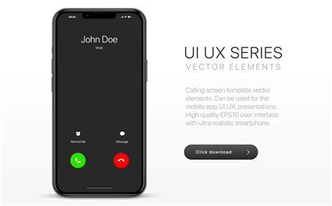 Voice Call Screen Mockup Incoming Call Voicemail Screen Smartphone
