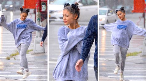 Ariana Grande Dances In The Rain In First Outing Since Ex Mac Millers