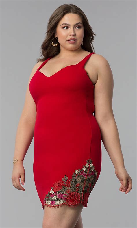 Short Form Fitting Plus Size Red Party Dress Promgirl