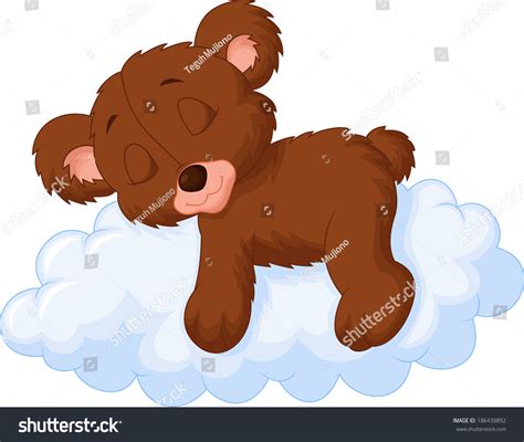 Cute Bear Sleeping On The Cloud Stock Vector Illustration 186439892
