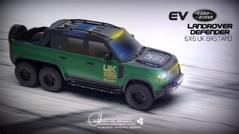 Land Rover Defender Envisioned As A Fully Electric 6×6 Monster Pickup