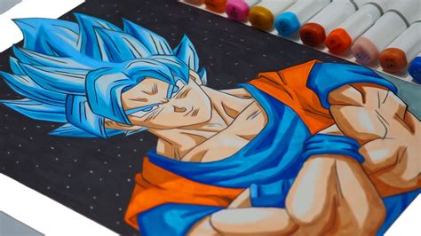How To Draw Goku Super Saiyan Blue Use Cheap Marker Youtube