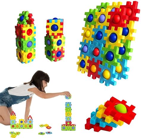 1 Days Pvc Building Block Pop It Fidget Toy Shape Square At Best