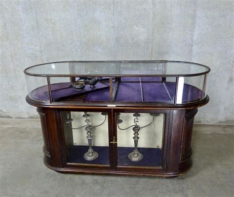 19th Century Victorian Curved Glass Display Case By Curtis Leeds