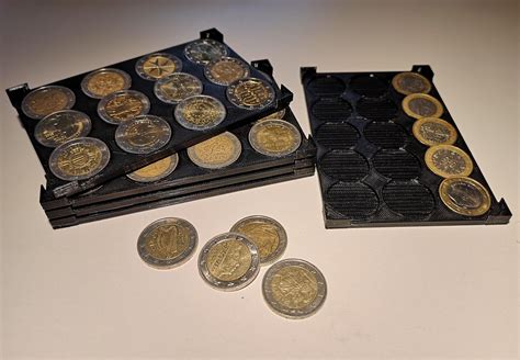Stackable Coin Collectors Trays For 1 And 2 Euro By Bunnyology