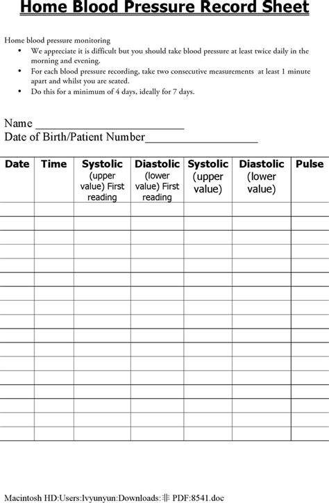 Blood Pressure Log Download Free And Premium Templates Forms And Samples
