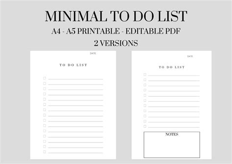 Printable And Minimal To Do List Simple Task List Template Etsy