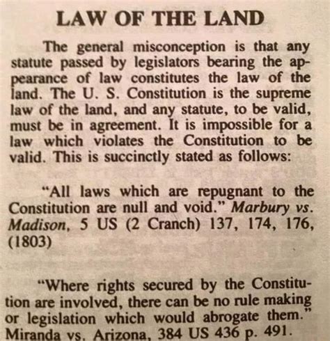 Law Of The Land The General Misconception Is That Any Statute Passed By