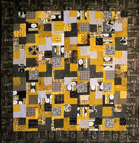 Patchwork Quilt Black Gray And Gold West African Wall