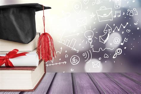 Premium Photo Graduation Cap With Books And Degree
