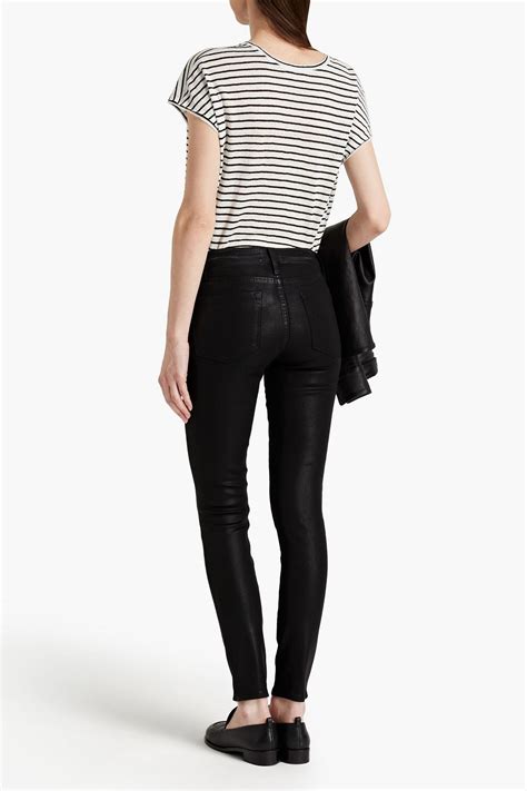 Frame Le Skinny De Jeanne Coated High Rise Skinny Jeans The Outnet