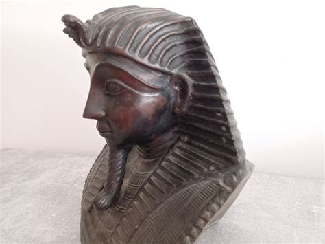 Ancient Bronze Bust Of Tutankhamun King Egypt Pharaoh 30s Etsy