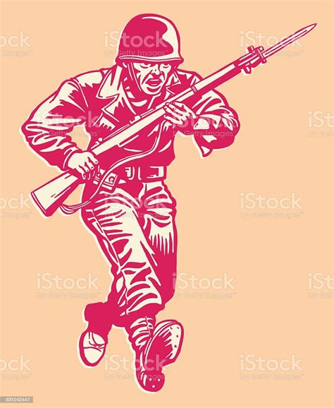 Soldier Running With Weapon Stock Illustration Download Image Now