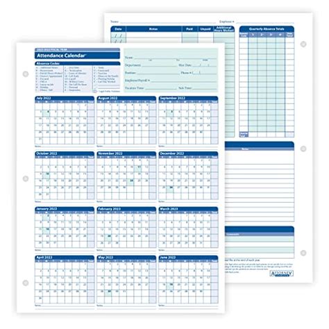 Complyright 2022 2023 Fiscal Year Attendance Calendar Pack Of 50 In